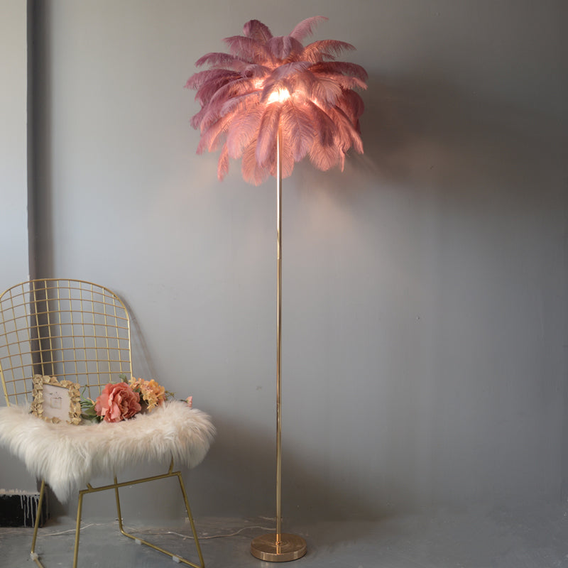 "Plumy Palm" Floor Lamp with Tray