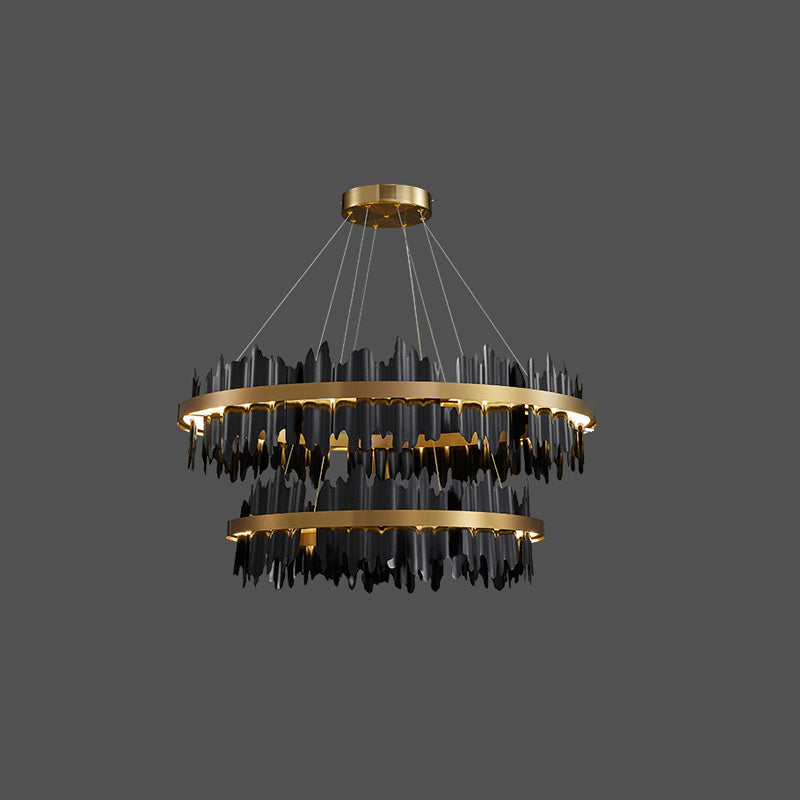 Lustre Rond - Iceberg Noir & Or