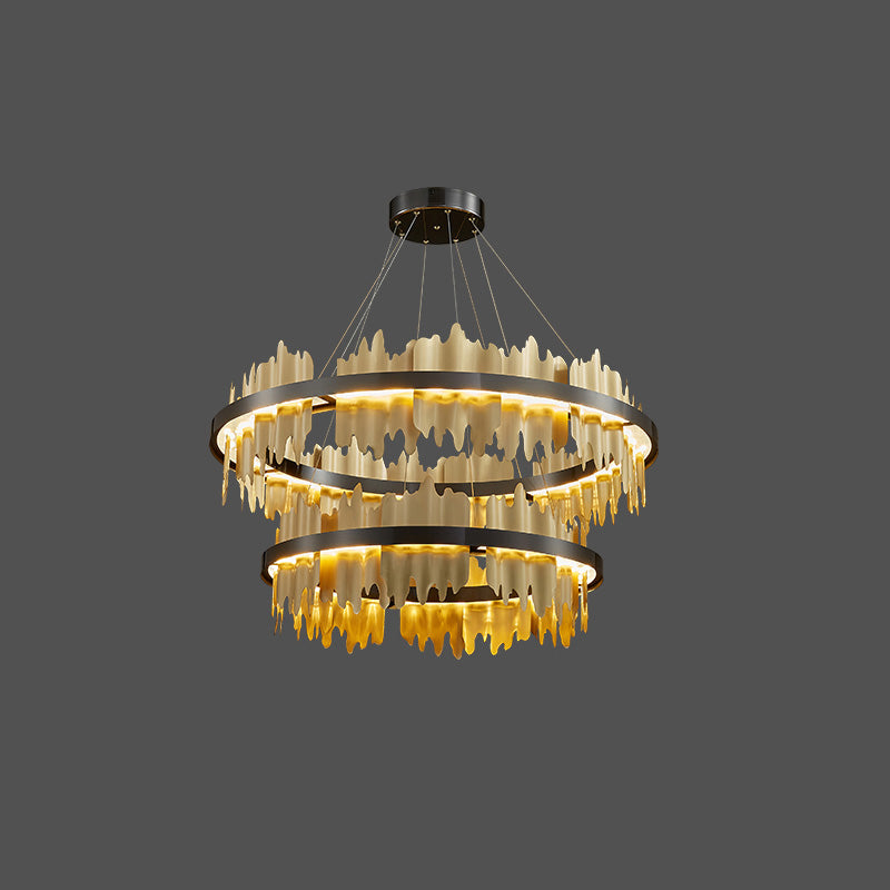 Lustre Rond - Iceberg Noir & Or
