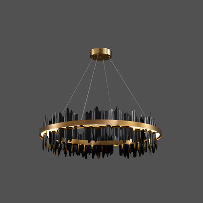 Round Chandelier - Iceberg Black &amp; Gold