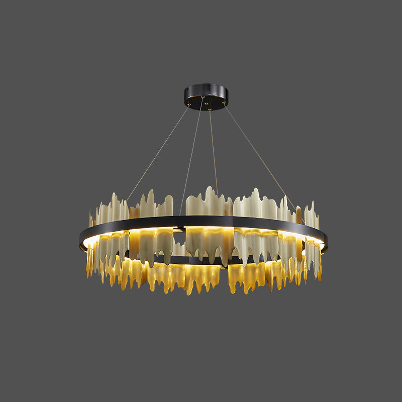 Lustre Rond - Iceberg Noir & Or
