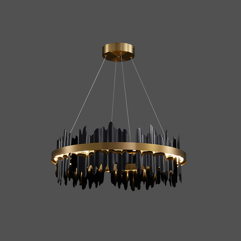 Round Chandelier - Iceberg Black &amp; Gold