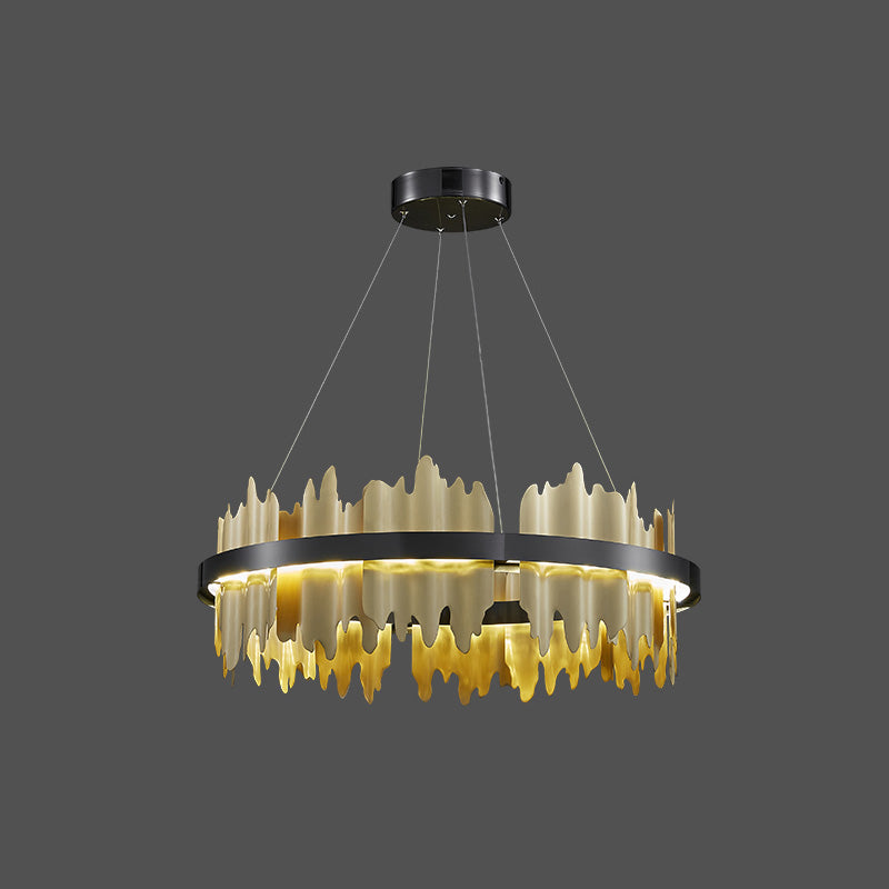 Round Chandelier - Iceberg Black &amp; Gold