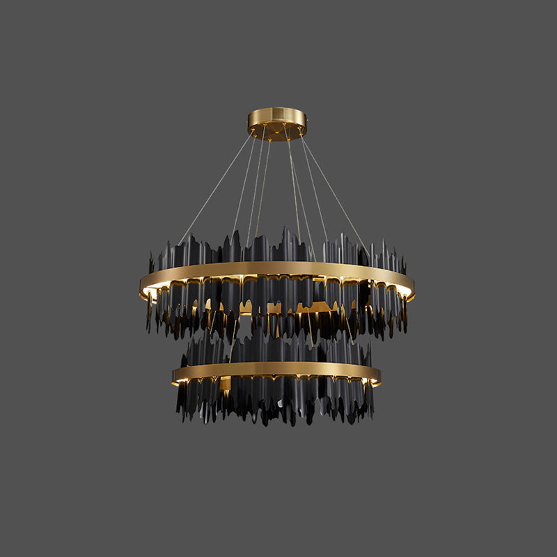 Lustre Rond - Iceberg Noir & Or