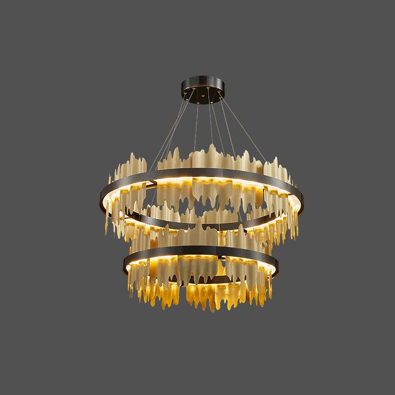 Round Chandelier - Iceberg Black &amp; Gold