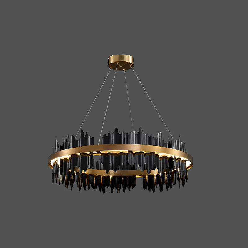 Lustre Rond - Iceberg Noir & Or
