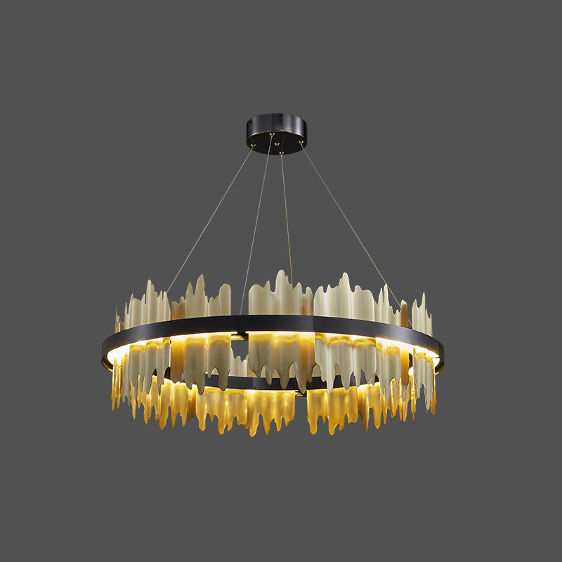 Round Chandelier - Iceberg Black &amp; Gold