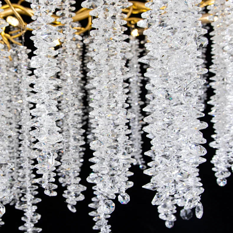 Lustre Cristal Grand Branches De Glycine Forme Arbre Pour Salles Haut Plafond