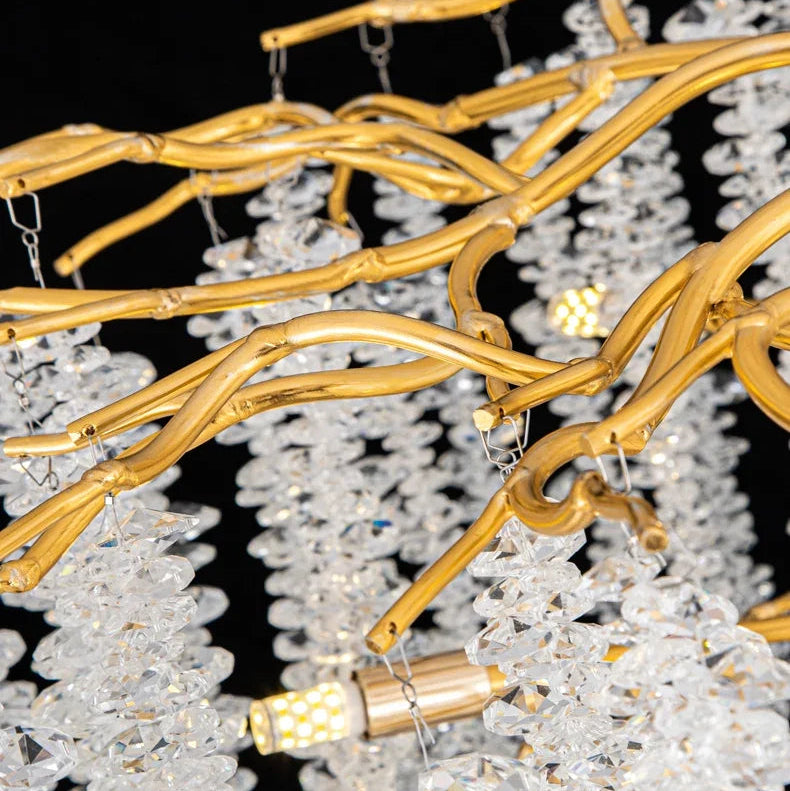 Lustre Cristal Grand Branches De Glycine Forme Arbre Pour Salles Haut Plafond