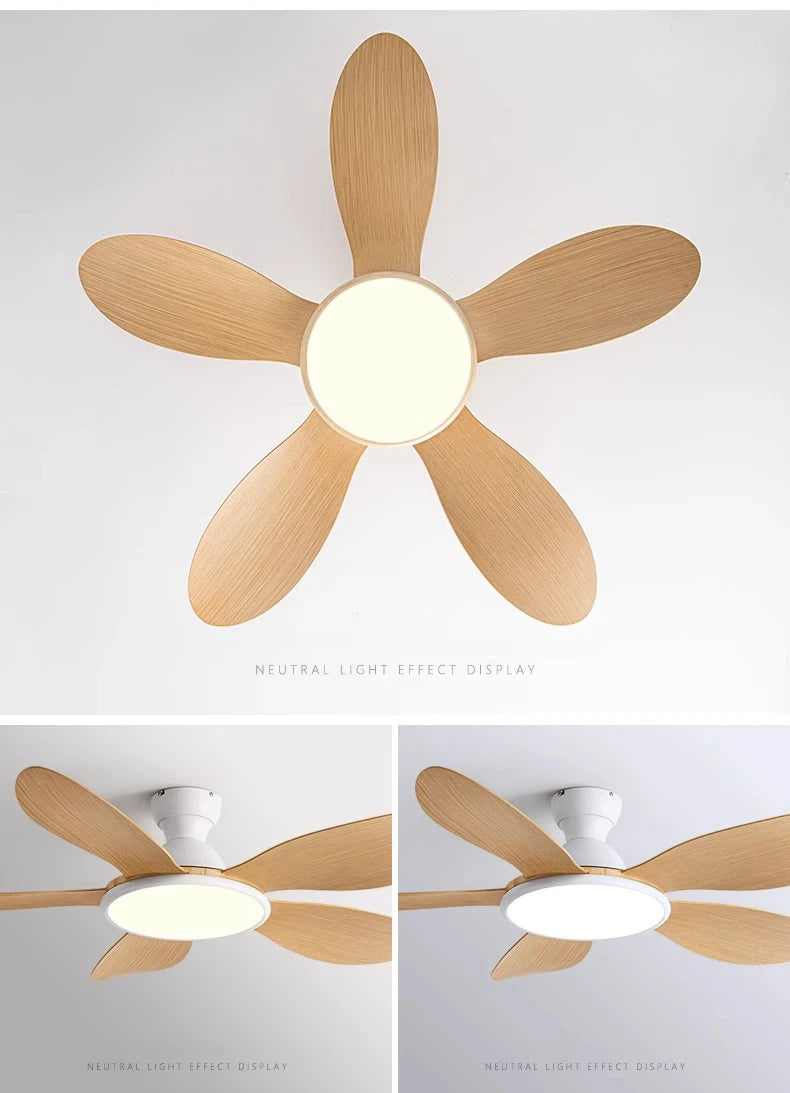 Grand Plafonnier Ventilateur Bois Clair