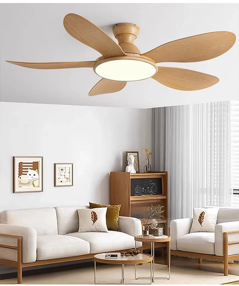Grand Plafonnier Ventilateur Bois Clair