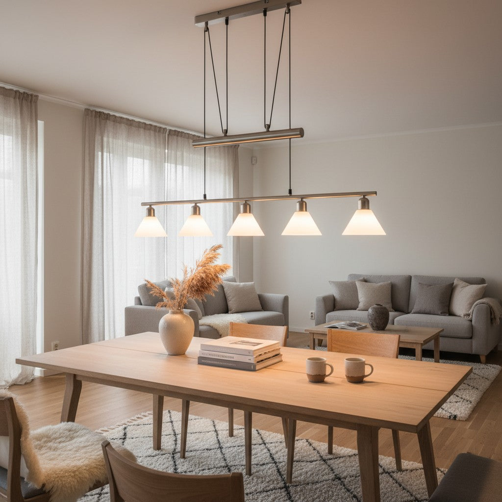 Grande suspension en verre blanc pour cuisine