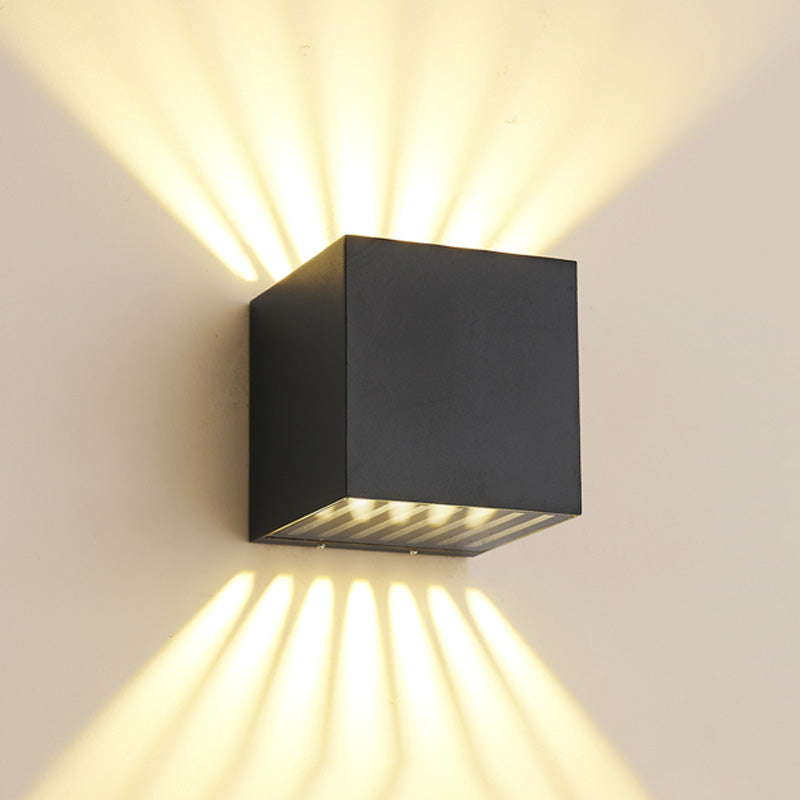Applique Murale Extérieure Carrée Éclat Noir – Éclairage Haut et Bas