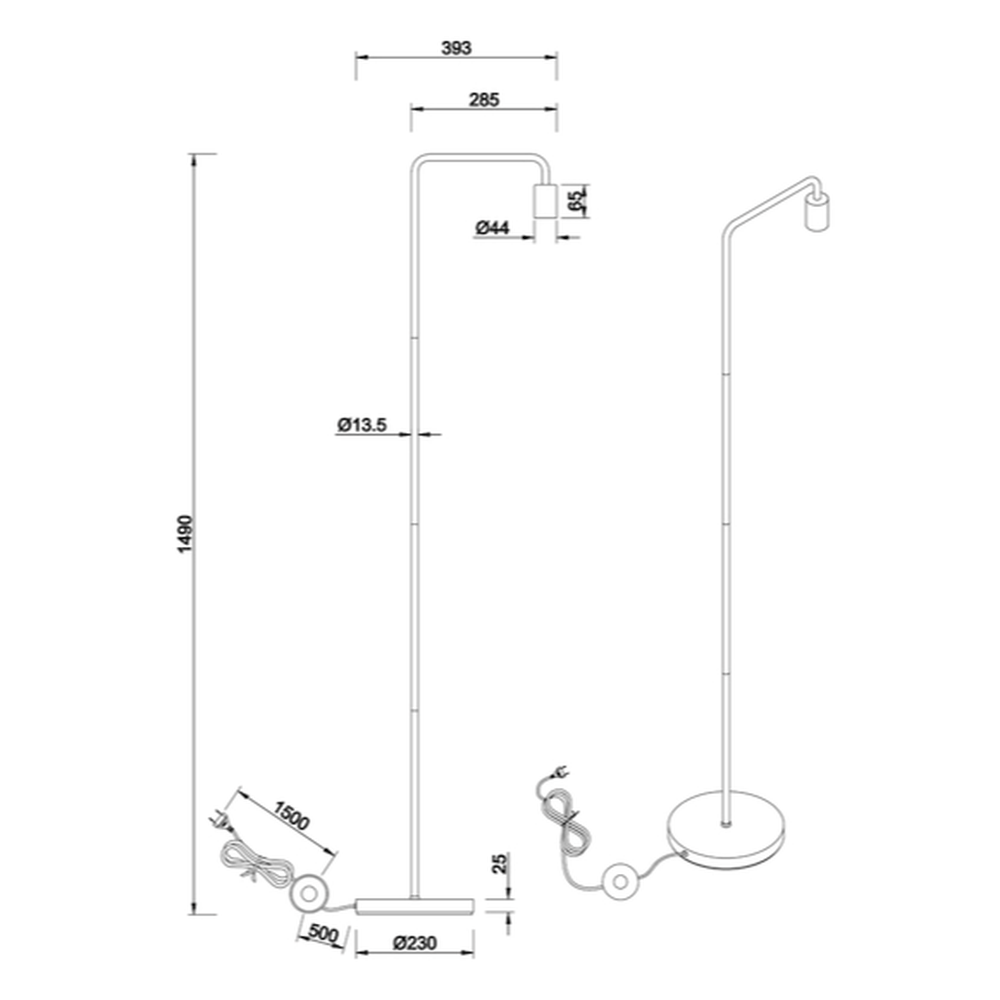 Lampadaire Ampoule et Pied Noir pour Salon