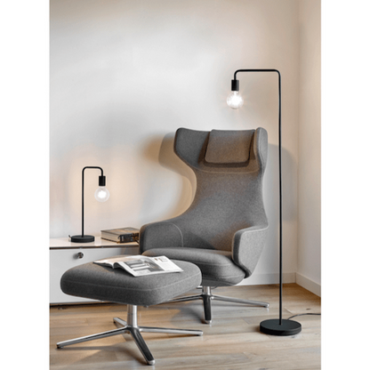 Lampadaire Ampoule et Pied Noir pour Salon