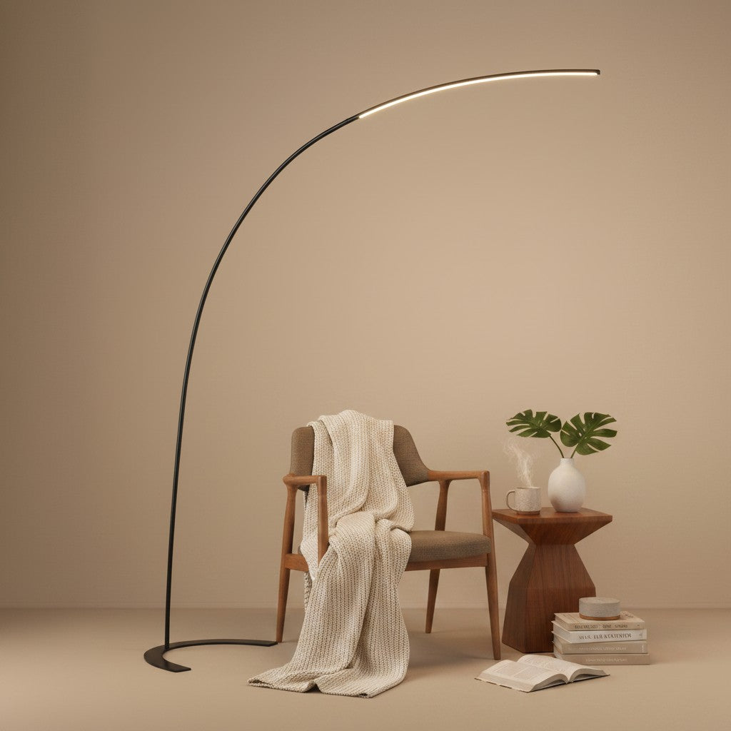 Lampadaire Arc Noir - Style Minimaliste pour salon