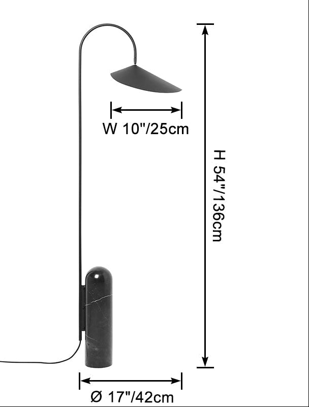 Lampadaire Arc Réglable avec Base en Marbre