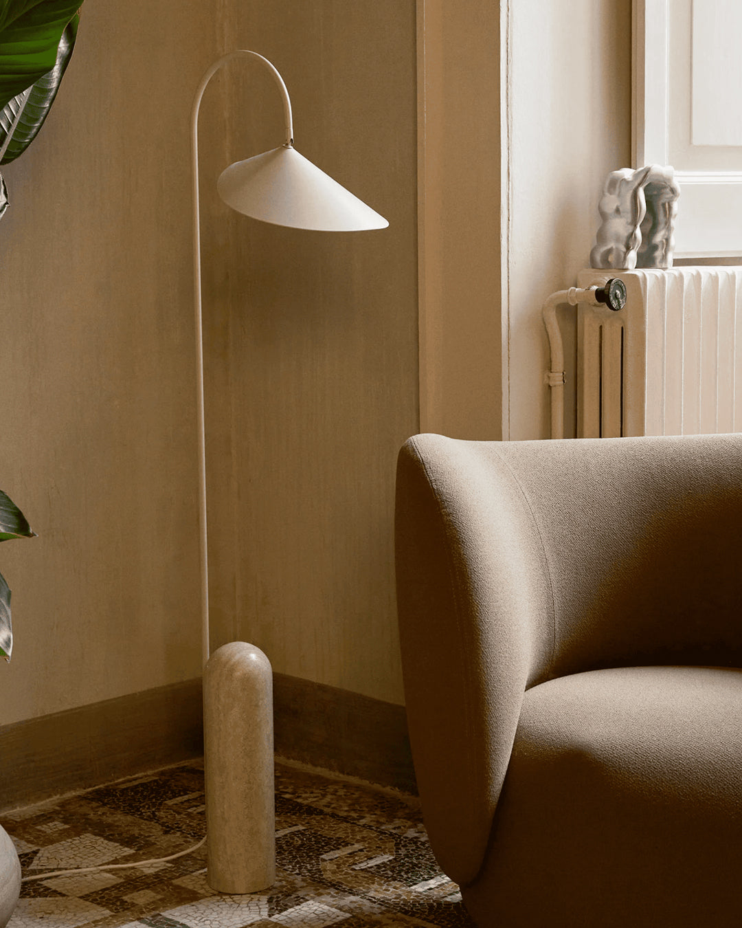 Lampadaire Arc Réglable avec Base en Marbre