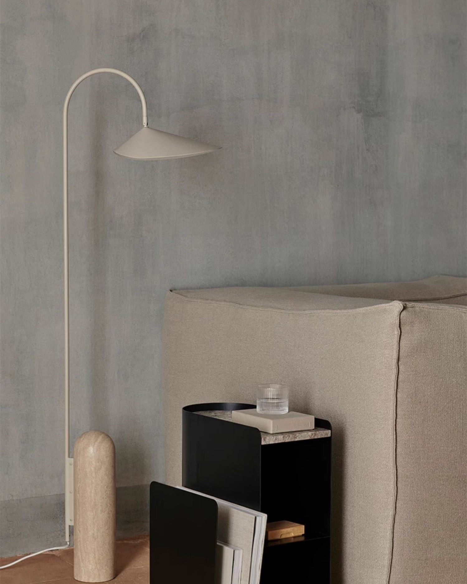 Lampadaire Arc Réglable avec Base en Marbre