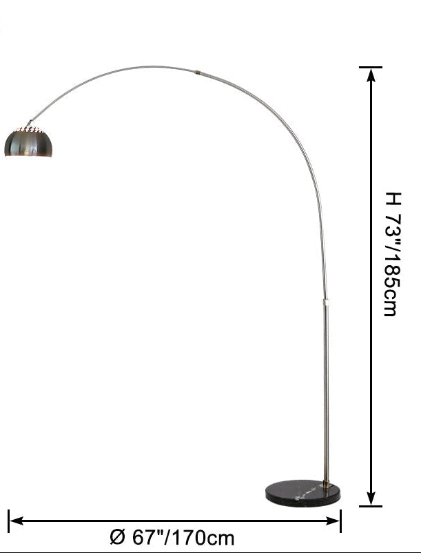 Lampadaire Arc avec Abat-jour Dôme Inox
