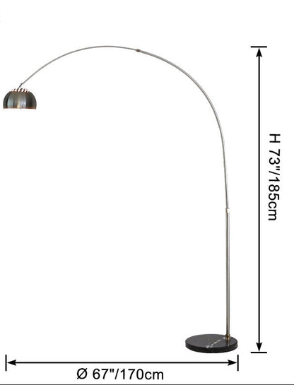 Lampadaire Arc avec Abat-jour Dôme Inox