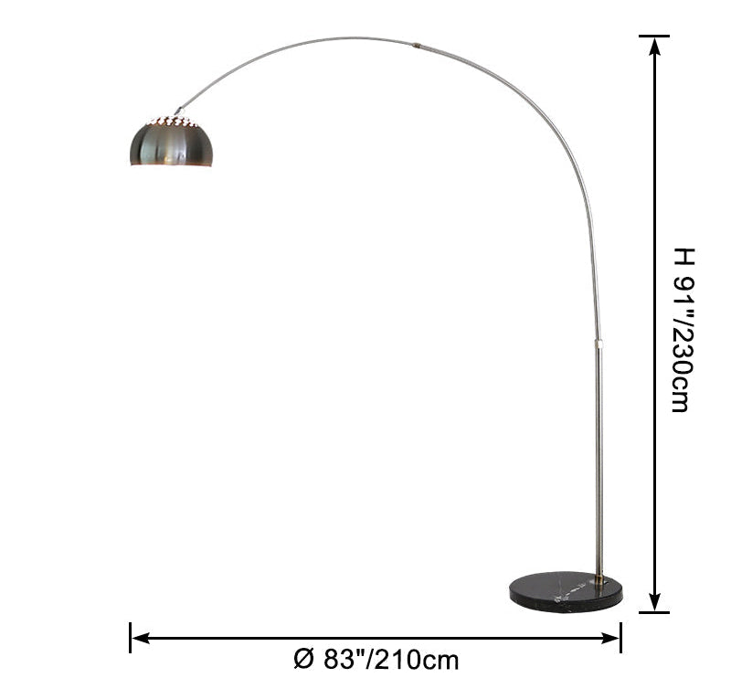 Lampadaire Arc avec Abat-jour Dôme Inox