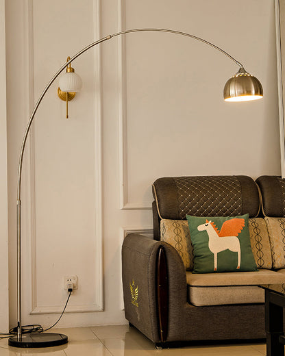 Lampadaire Arc avec Abat-jour Dôme Inox