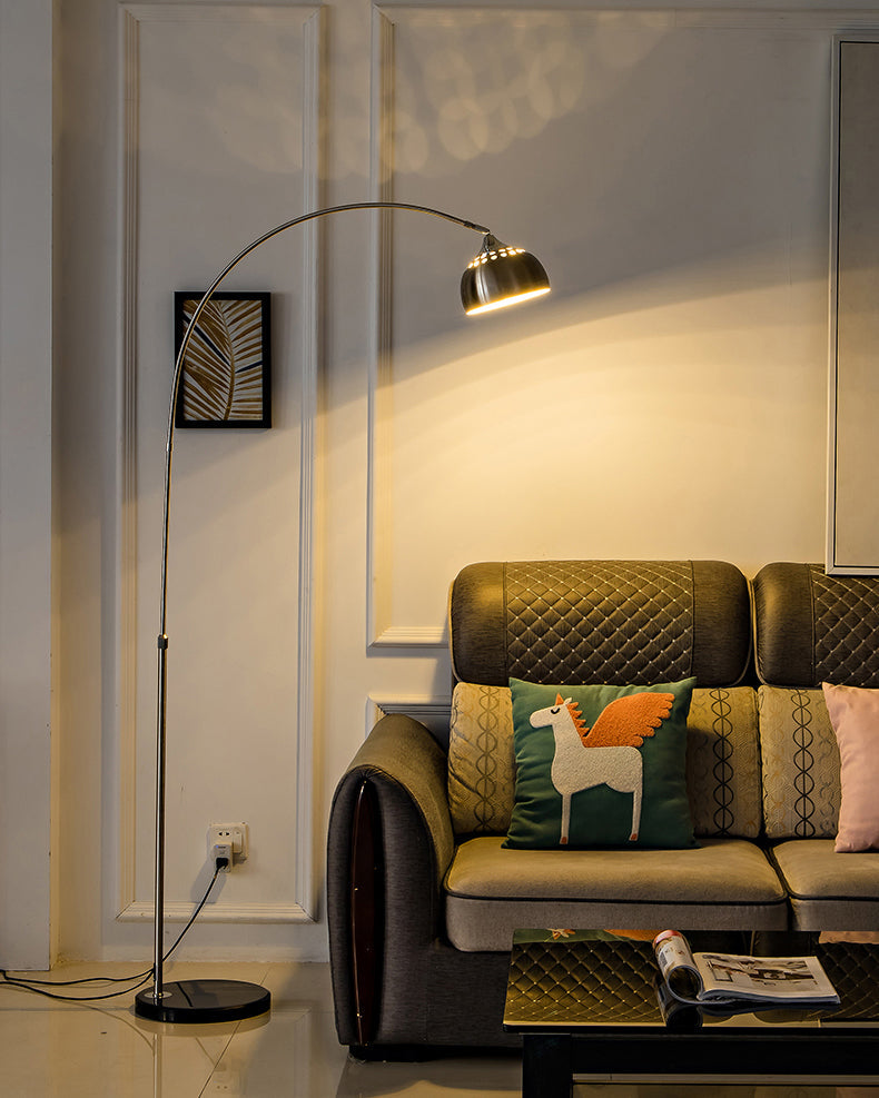 Lampadaire Arc avec Abat-jour Dôme Inox