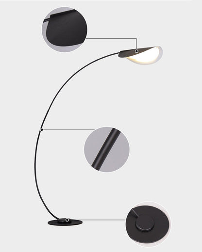 Lampadaire Arqué Moderne Noir