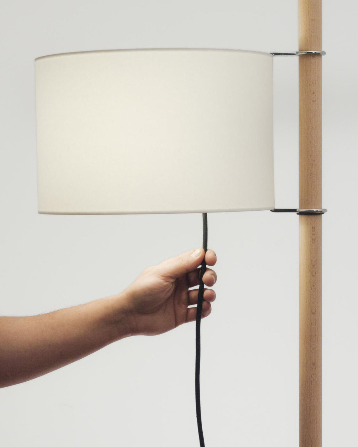 Lampadaire Bois avec Abat-Jour en Tissu