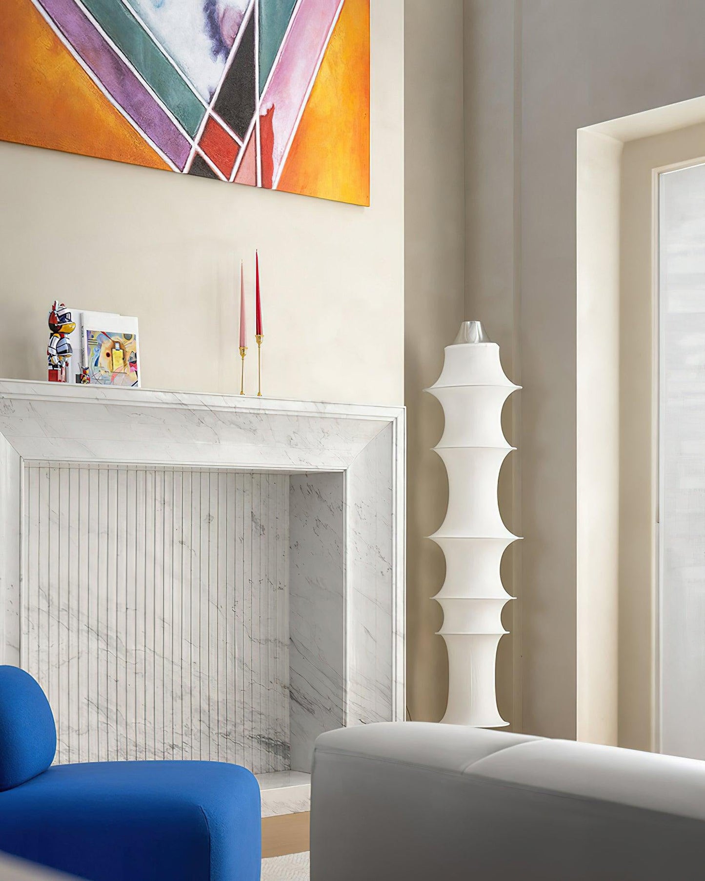 Lampadaire Colonne Japandi en Soie
