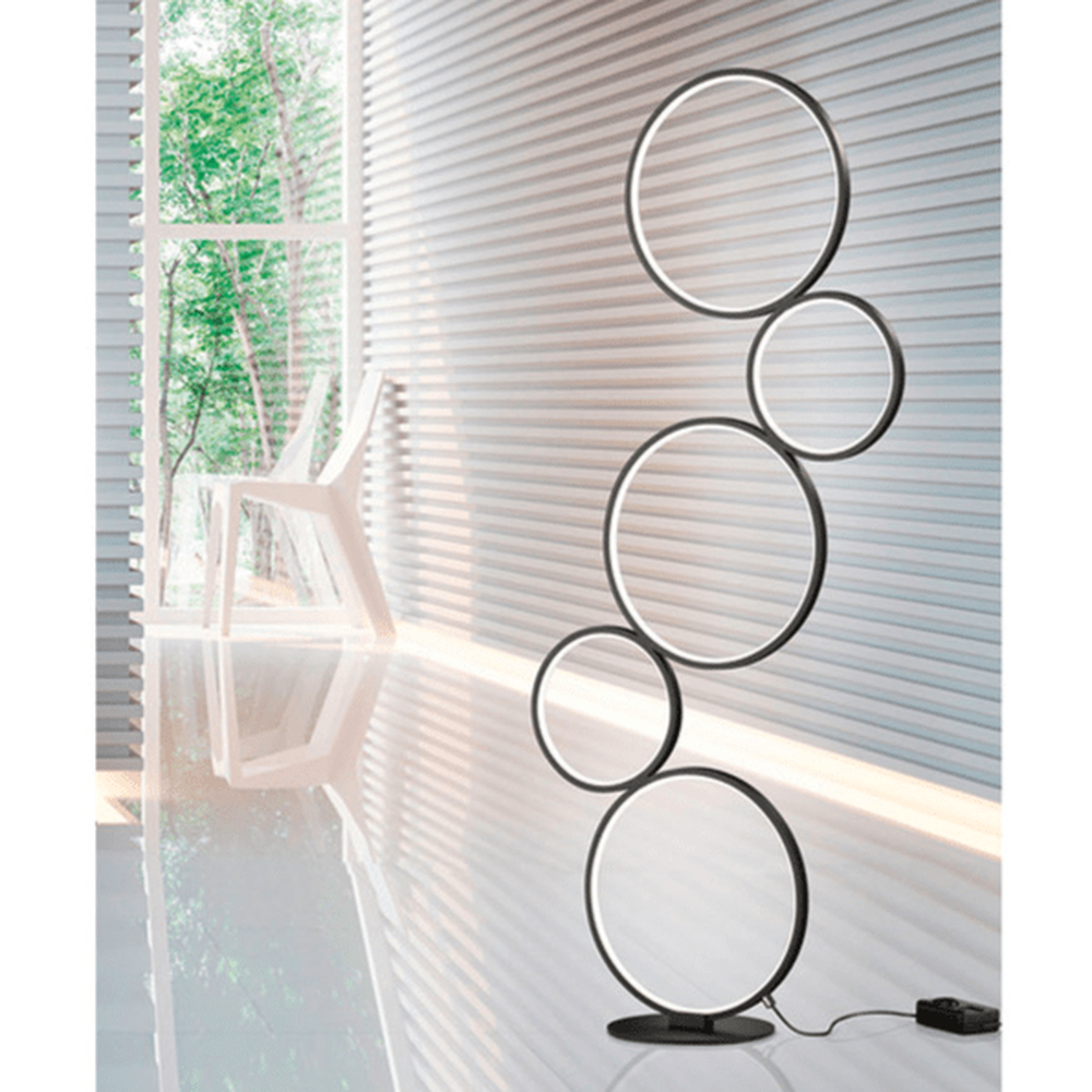 Lampadaire Design Anneaux LED Noir