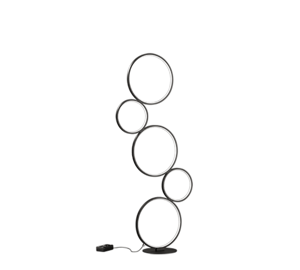 Lampadaire Design Anneaux LED Noir