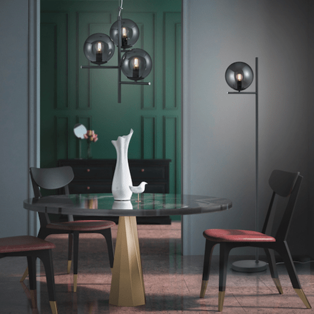 Lampadaire Design Noir En Verre