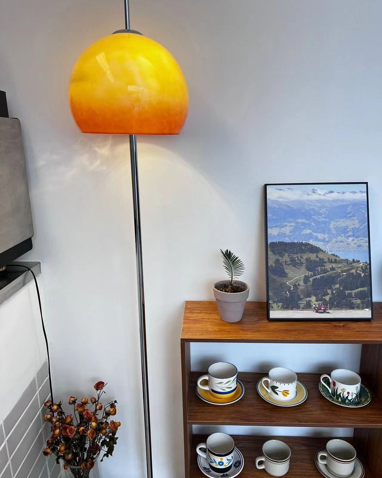 Lampadaire Dôme en Verre Style Bauhaus