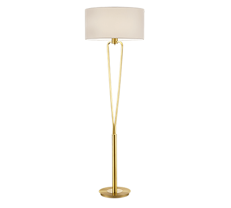 Lampadaire Dore et Abat Jour - Style Moderne