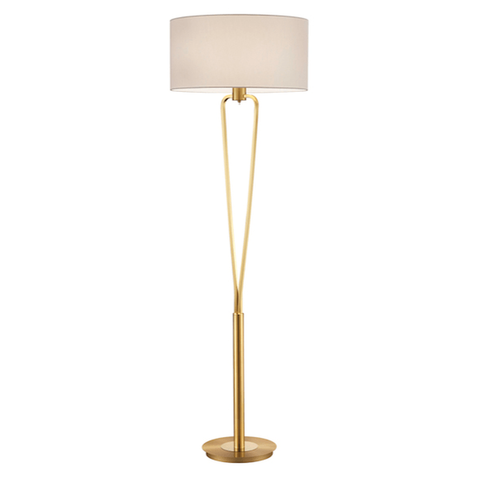 Lampadaire Dore et Abat Jour - Style Moderne
