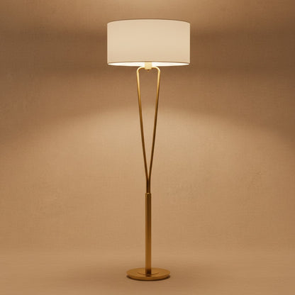 Lampadaire Dore et Abat Jour - Style Moderne