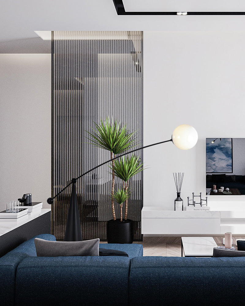 Lampadaire Porte-à-Faux Globe en Verre