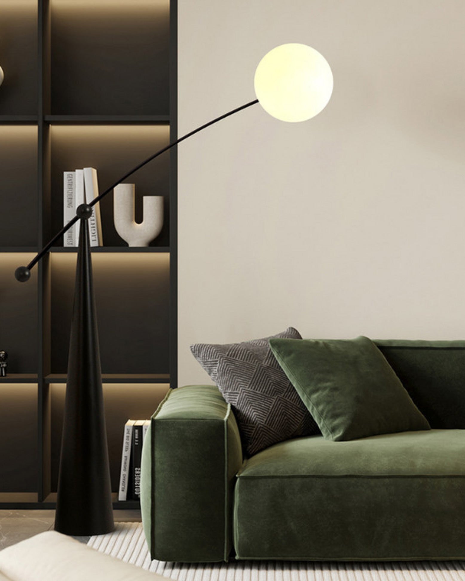 Lampadaire Porte-à-Faux Globe en Verre