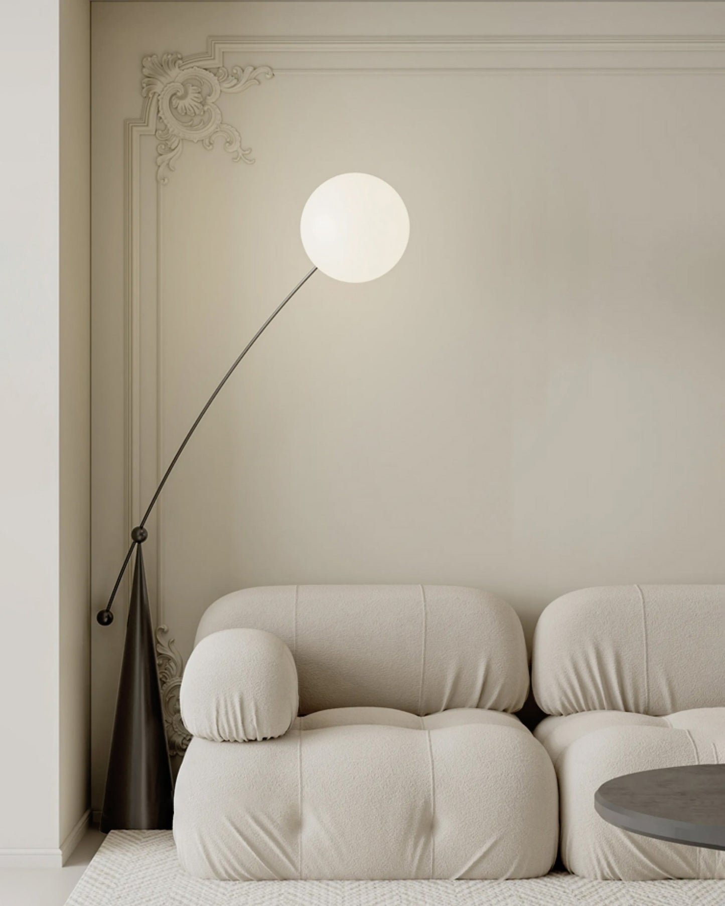 Lampadaire Porte-à-Faux Globe en Verre
