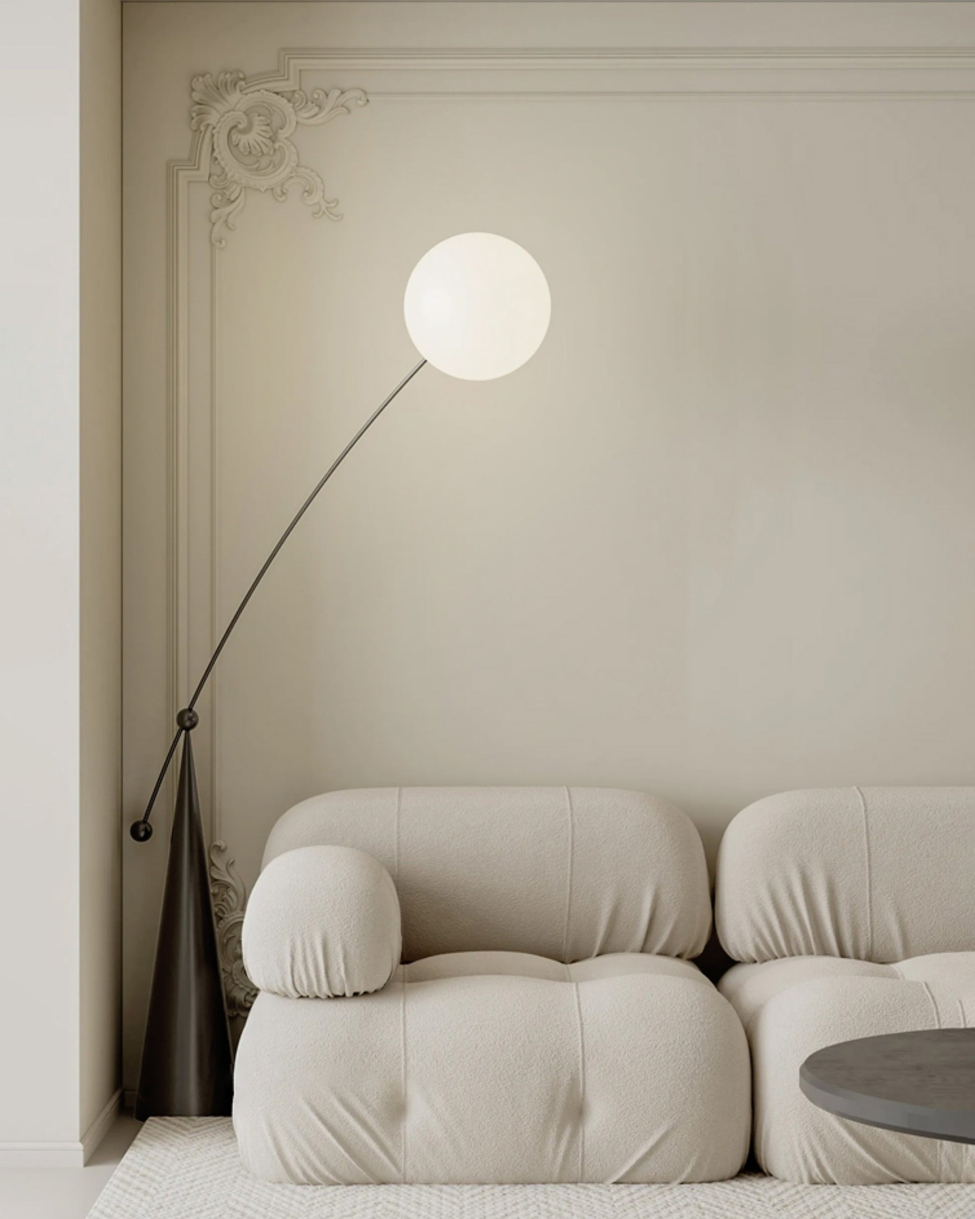 Lampadaire Porte-à-Faux Globe en Verre