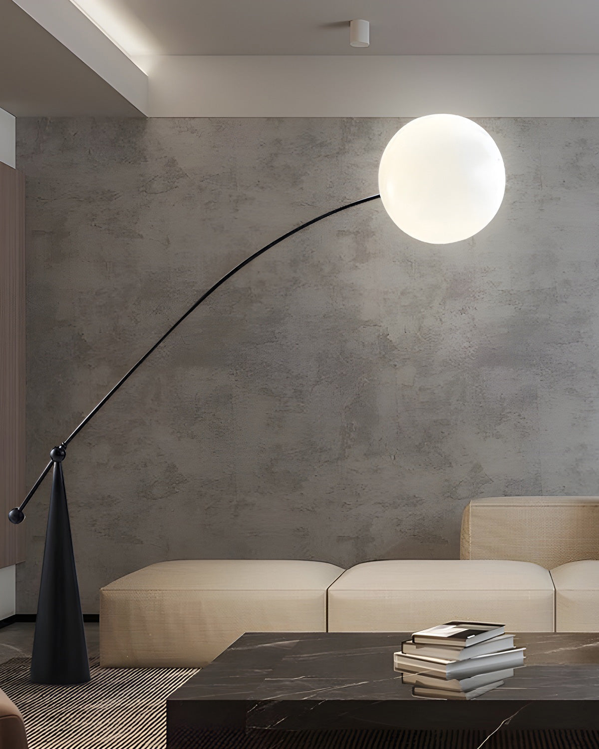 Lampadaire Porte-à-Faux Globe en Verre