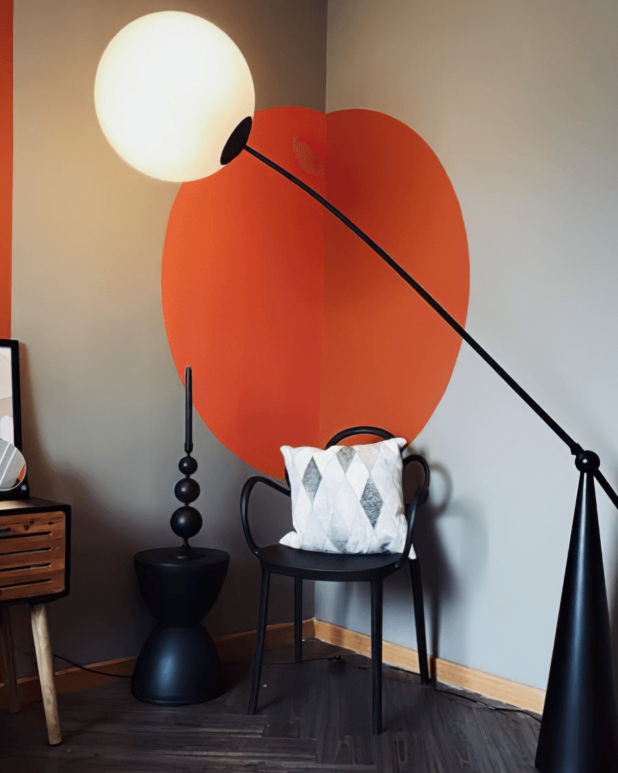 Lampadaire Porte-à-Faux Globe en Verre
