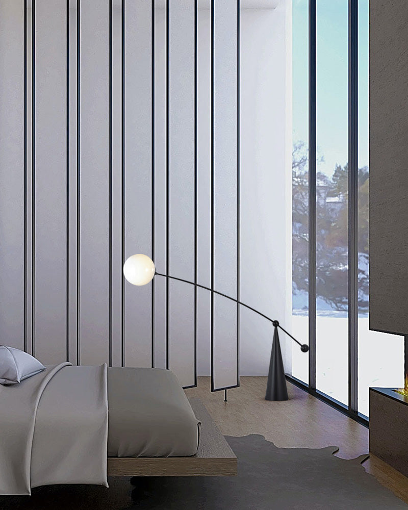 Lampadaire Porte-à-Faux Globe en Verre