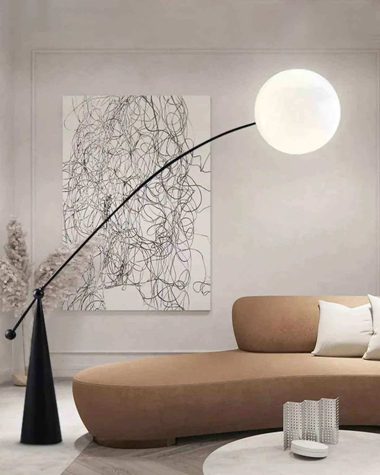 Lampadaire Porte-à-Faux Globe en Verre