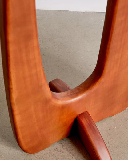Lampadaire Sculptural en Noyer et Verre
