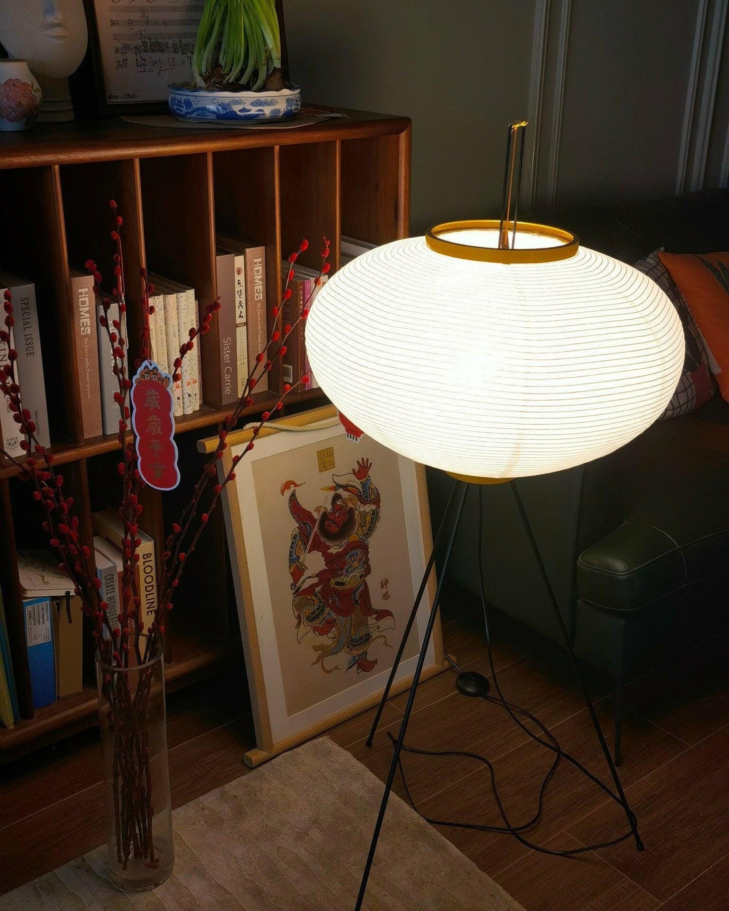 Lampadaire Tripode Lantern en Tissu
