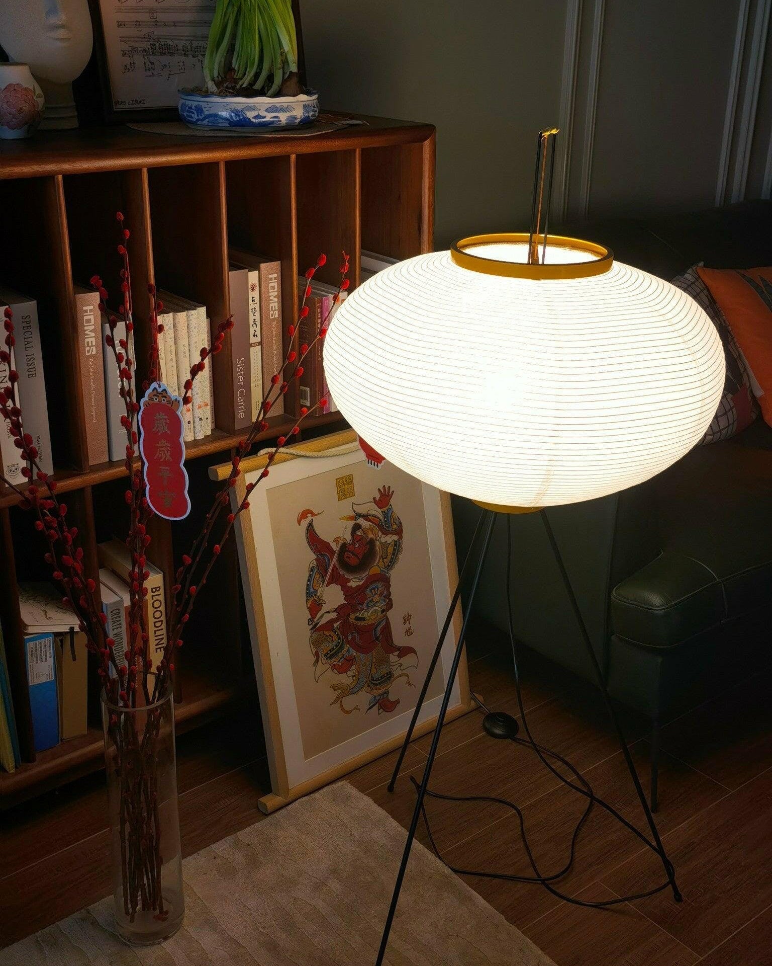 Lampadaire Tripode Lantern en Tissu