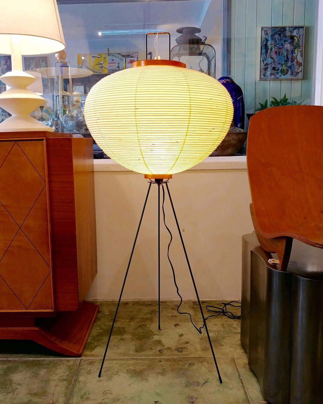 Lampadaire Tripode Lantern en Tissu
